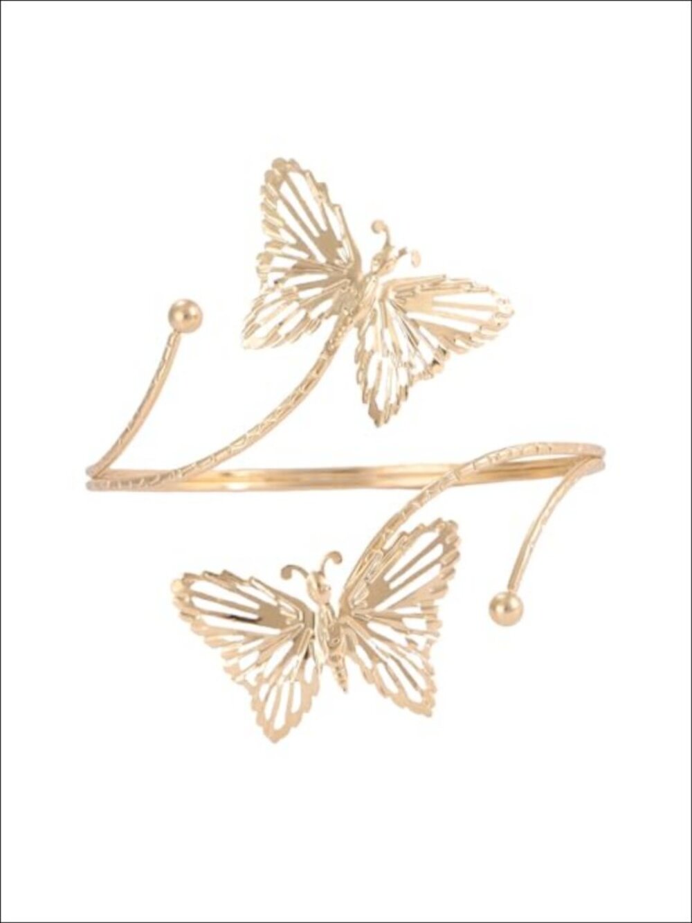Gold Tone Adjustable Arm Cuff Bracelet Butterfly Flower Boho Beach Jewelry